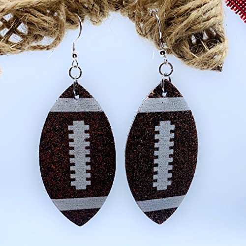 Basketball Earrings for Women - Softball Gifts for Girls - Football Mom Earrings - Baseball Earrings - Sports Earrings - Faux Leather Earrings - Glitter Earrings for Girls