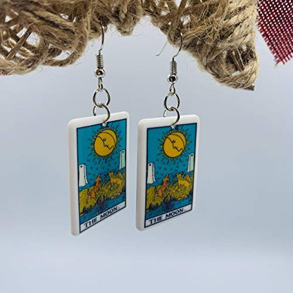 Tarot Jewelry for Women - Rider Waite Tarot Earrings - Zodiac Earrings - Tarot Card Danglers for Women - Tarot Gifts for Women - Zodiac Birthday Gifts - Major Arcana Cards