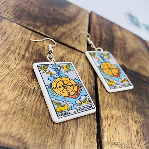 Tarot Jewelry for Women - Rider Waite Tarot Earrings - Zodiac Earrings - Tarot Card Danglers for Women - Tarot Gifts for Women - Zodiac Birthday Gifts - Major Arcana Cards