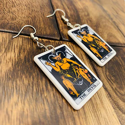 Tarot Jewelry for Women - Rider Waite Tarot Earrings - Zodiac Earrings - Tarot Card Danglers for Women - Tarot Gifts for Women - Zodiac Birthday Gifts - Major Arcana Cards