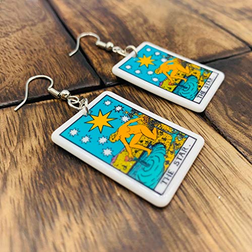 Tarot Jewelry for Women - Rider Waite Tarot Earrings - Zodiac Earrings - Tarot Card Danglers for Women - Tarot Gifts for Women - Zodiac Birthday Gifts - Major Arcana Cards