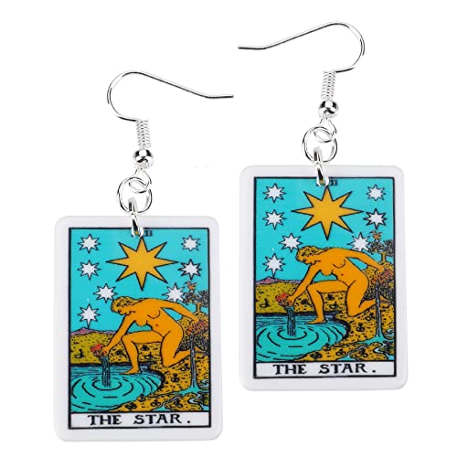 Tarot Jewelry for Women - Rider Waite Tarot Earrings - Zodiac Earrings - Tarot Card Danglers for Women - Tarot Gifts for Women - Zodiac Birthday Gifts - Major Arcana Cards