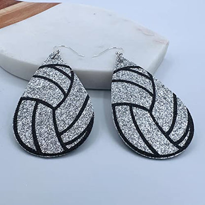 Basketball Earrings for Women - Softball Gifts for Girls - Football Mom Earrings - Baseball Earrings - Sports Earrings - Faux Leather Earrings - Glitter Earrings for Girls