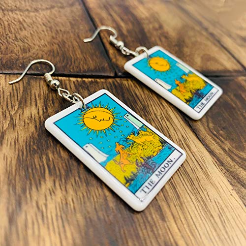 Tarot Jewelry for Women - Rider Waite Tarot Earrings - Zodiac Earrings - Tarot Card Danglers for Women - Tarot Gifts for Women - Zodiac Birthday Gifts - Major Arcana Cards