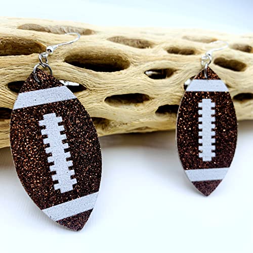 Basketball Earrings for Women - Softball Gifts for Girls - Football Mom Earrings - Baseball Earrings - Sports Earrings - Faux Leather Earrings - Glitter Earrings for Girls