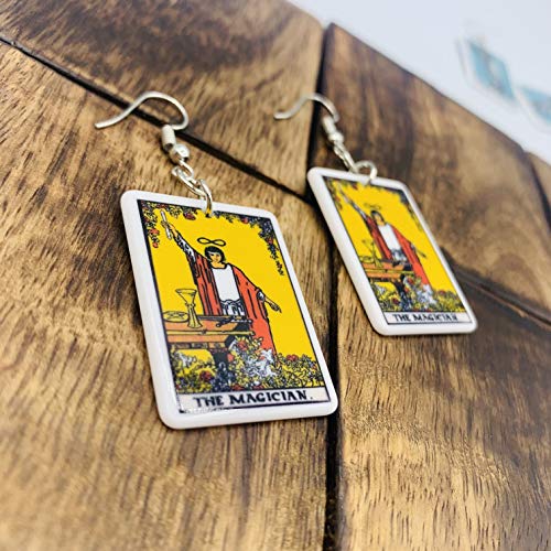 Tarot Jewelry for Women - Rider Waite Tarot Earrings - Zodiac Earrings - Tarot Card Danglers for Women - Tarot Gifts for Women - Zodiac Birthday Gifts - Major Arcana Cards