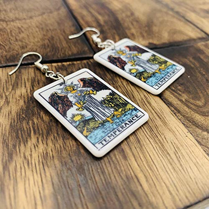 Tarot Jewelry for Women - Rider Waite Tarot Earrings - Zodiac Earrings - Tarot Card Danglers for Women - Tarot Gifts for Women - Zodiac Birthday Gifts - Major Arcana Cards