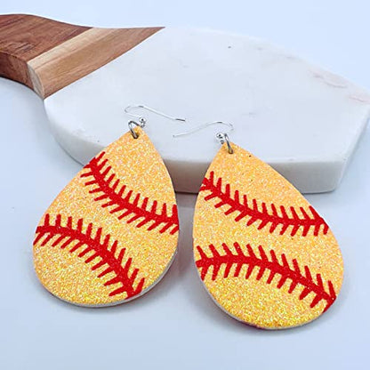 Basketball Earrings for Women - Softball Gifts for Girls - Football Mom Earrings - Baseball Earrings - Sports Earrings - Faux Leather Earrings - Glitter Earrings for Girls