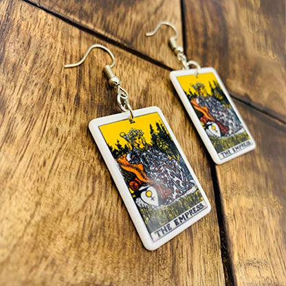 Tarot Jewelry for Women - Rider Waite Tarot Earrings - Zodiac Earrings - Tarot Card Danglers for Women - Tarot Gifts for Women - Zodiac Birthday Gifts - Major Arcana Cards