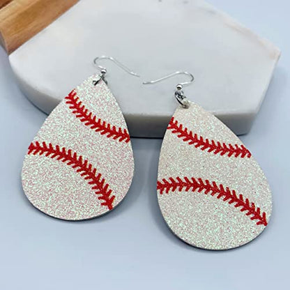 Basketball Earrings for Women - Softball Gifts for Girls - Football Mom Earrings - Baseball Earrings - Sports Earrings - Faux Leather Earrings - Glitter Earrings for Girls