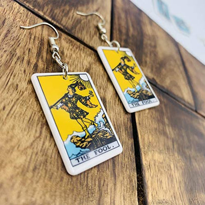 Tarot Jewelry for Women - Rider Waite Tarot Earrings - Zodiac Earrings - Tarot Card Danglers for Women - Tarot Gifts for Women - Zodiac Birthday Gifts - Major Arcana Cards