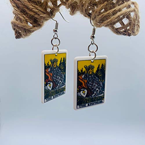 Tarot Jewelry for Women - Rider Waite Tarot Earrings - Zodiac Earrings - Tarot Card Danglers for Women - Tarot Gifts for Women - Zodiac Birthday Gifts - Major Arcana Cards