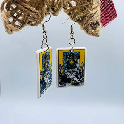 Tarot Jewelry for Women - Rider Waite Tarot Earrings - Zodiac Earrings - Tarot Card Danglers for Women - Tarot Gifts for Women - Zodiac Birthday Gifts - Major Arcana Cards