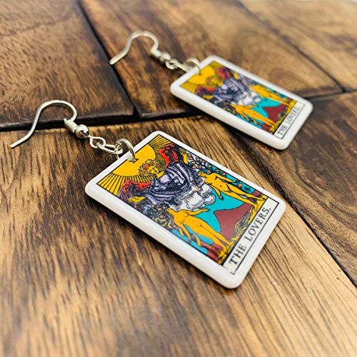 Tarot Jewelry for Women - Rider Waite Tarot Earrings - Zodiac Earrings - Tarot Card Danglers for Women - Tarot Gifts for Women - Zodiac Birthday Gifts - Major Arcana Cards