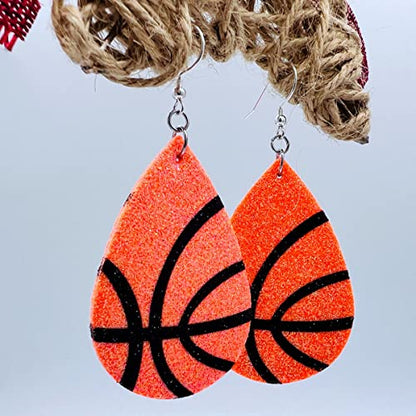 Basketball Earrings for Women - Softball Gifts for Girls - Football Mom Earrings - Baseball Earrings - Sports Earrings - Faux Leather Earrings - Glitter Earrings for Girls