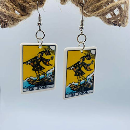 Tarot Jewelry for Women - Rider Waite Tarot Earrings - Zodiac Earrings - Tarot Card Danglers for Women - Tarot Gifts for Women - Zodiac Birthday Gifts - Major Arcana Cards