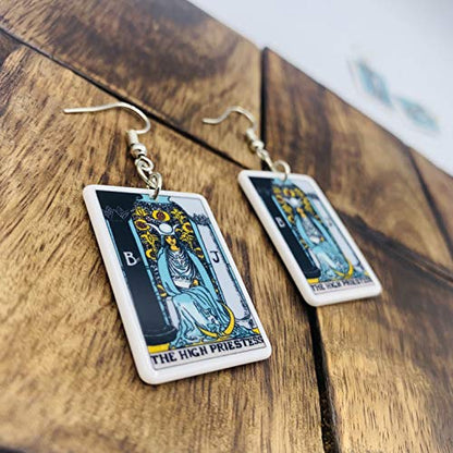 Tarot Jewelry for Women - Rider Waite Tarot Earrings - Zodiac Earrings - Tarot Card Danglers for Women - Tarot Gifts for Women - Zodiac Birthday Gifts - Major Arcana Cards