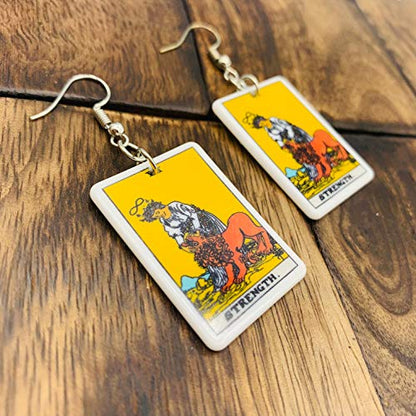 Tarot Jewelry for Women - Rider Waite Tarot Earrings - Zodiac Earrings - Tarot Card Danglers for Women - Tarot Gifts for Women - Zodiac Birthday Gifts - Major Arcana Cards